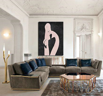 Handmade Extra Large Contemporary Painting,Hand-Painted Black And White Minimal Painting On Canvas,Huge Canvas Art On Canvas